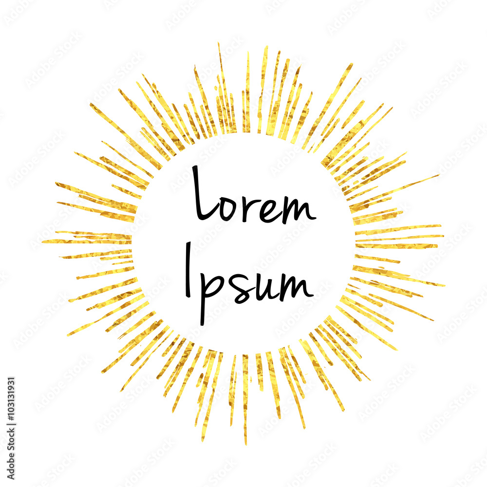 Golden round frame element with gold sparkling rays forms circle with place  for text, logo or design. White background. EPS10 Stock Vector | Adobe Stock