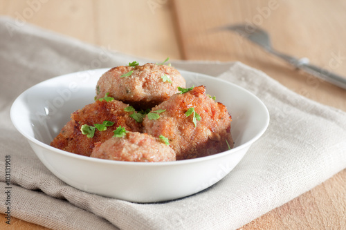 homemade patties from pork meat and red wine, called karbanatky in czech photo