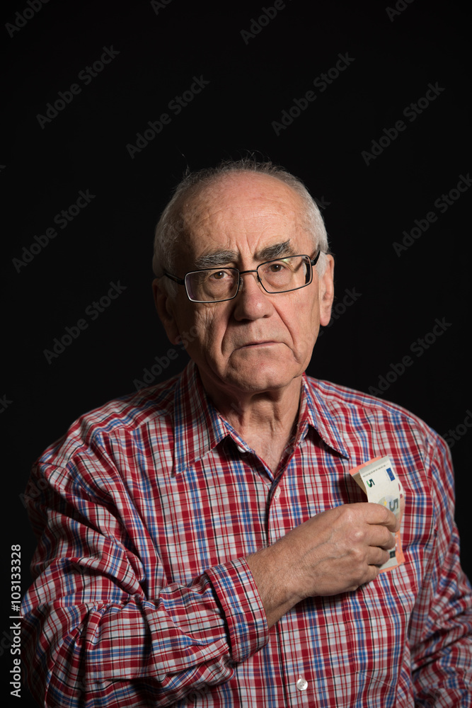 elderly man with money elderly man with money