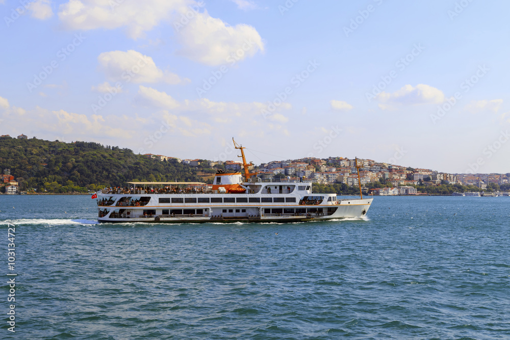 Passenger Ferry in Bosporus, Istanbul, Turkey.
