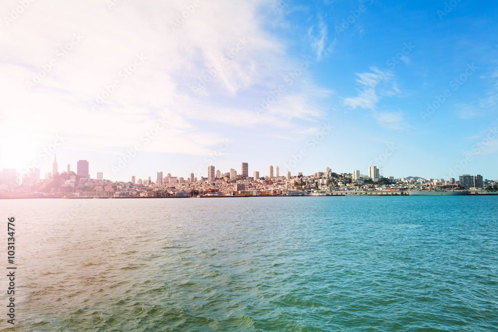 View on San Francisco from the bay waters View on San Francisco from the bay waters