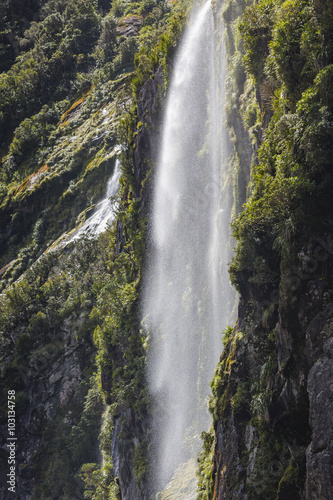 Incredible Stirling Falls with double rainbow  Milford Sound  Fi