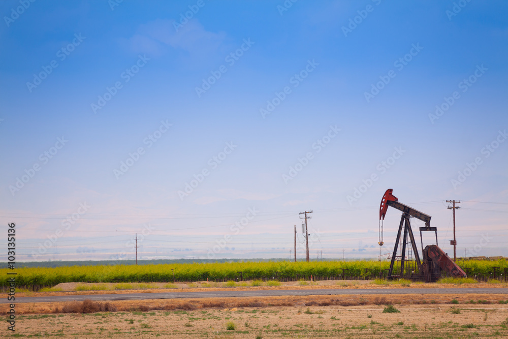 Panoramic view of California and its oil industry Panoramic view of California and its oil industry