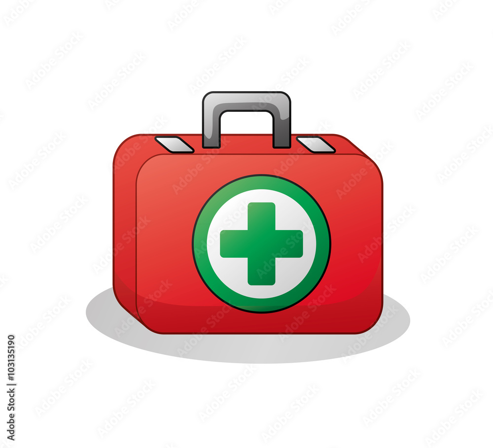 Red medical first aid box icon. Red medical first aid box icon.