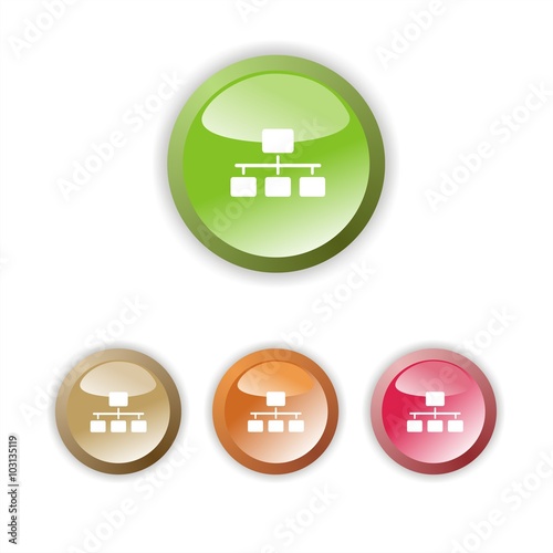 Icono de organigrama sobre fondos de colores. Jerarquía de organización. Ilustración vectorial