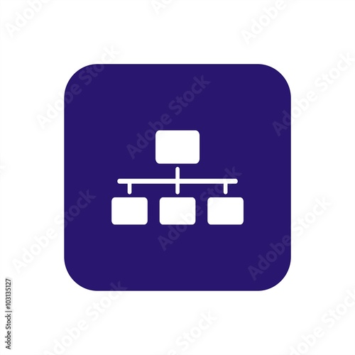 Icono de organigrama sobre fondo morado. Jerarquía de organización. Ilustración vectorial