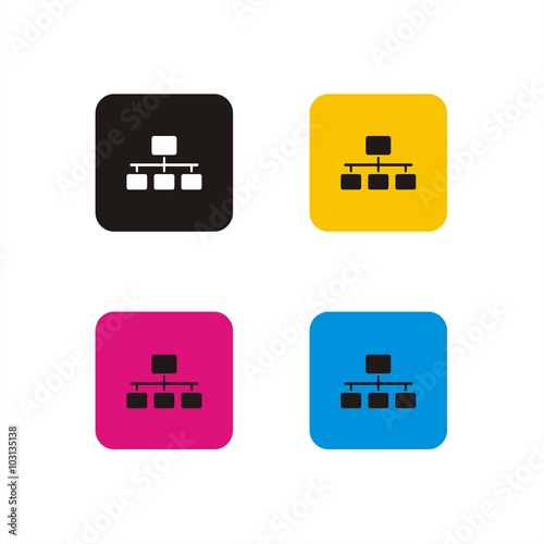 Icono de organigrama sobre fondos de colores. Jerarquía de organización. Ilustración vectorial