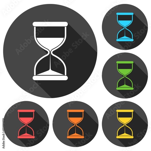 Sand Hourglass icons set with long shadow