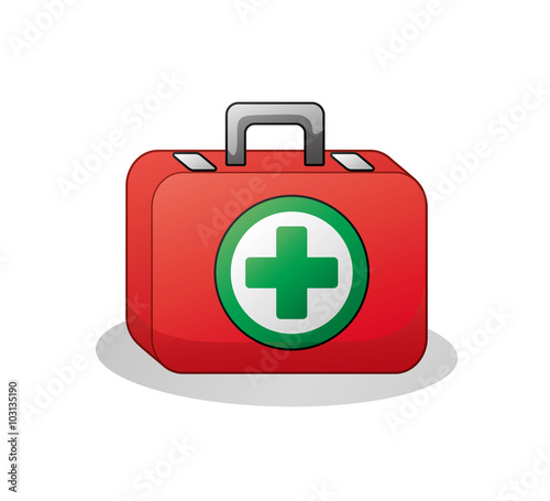 Red medical first aid box icon.