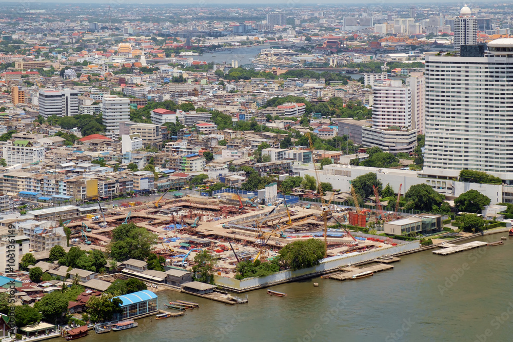 Fototapeta premium Bangkok city / View of Bangkok city near Chao Phraya river, Thailand.