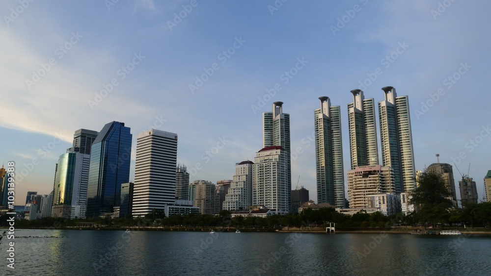 Sunset at Bangkok, Thailand. View on business modern at downtown district. Concept Day to night. Sunset at Bangkok, Thailand. View on business modern at downtown district. Concept Day to night.