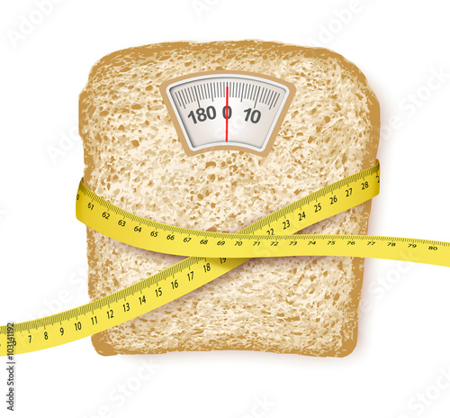 Weighing scales in form of a bread slice and measuring tape. Die