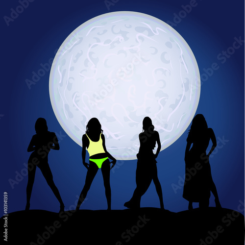 girl silhouette illustration on moonlight