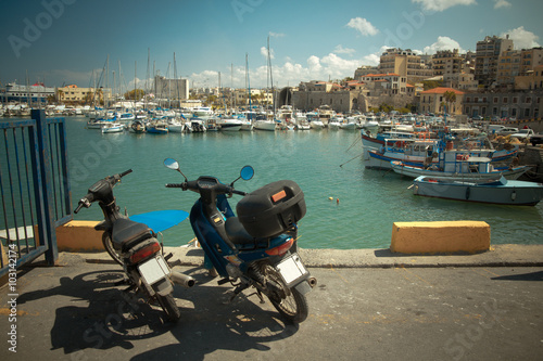 two old scooter at the port of Heraklion. Crete