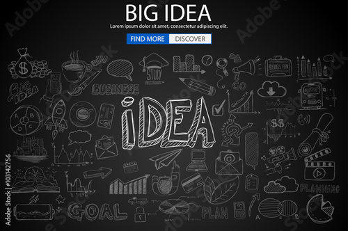 Big Idea  Concept with Doodle design style :finding solution