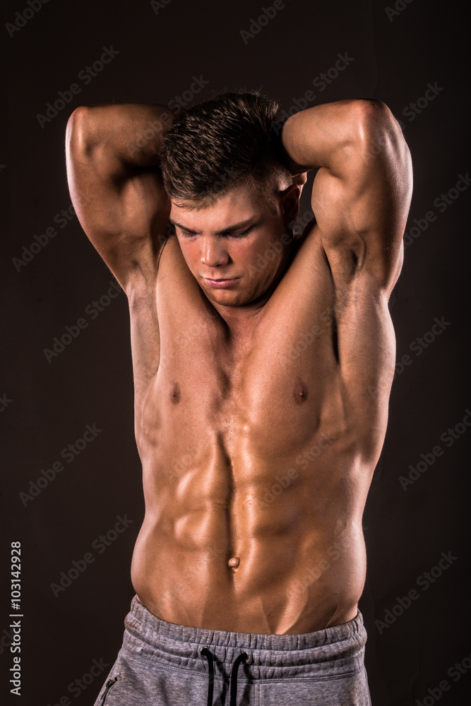 muscular bodybuilder man posing muscular bodybuilder man posing