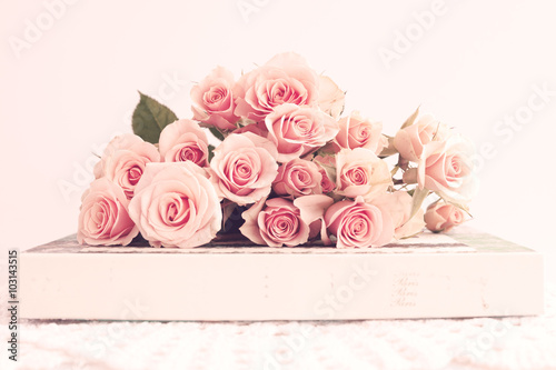 Roses over a vintage box
