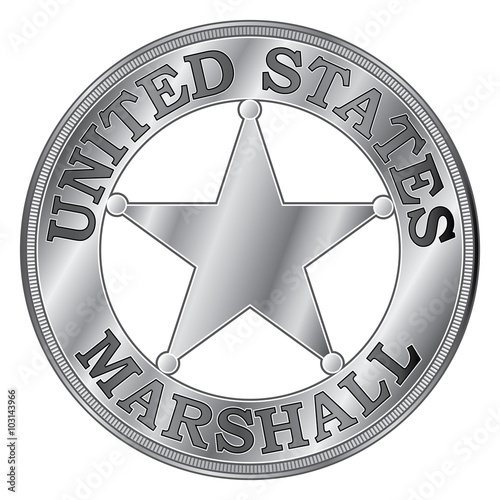 U. S. Marshall Badge is an illustration of a silver United States Marshall Badge with star.
