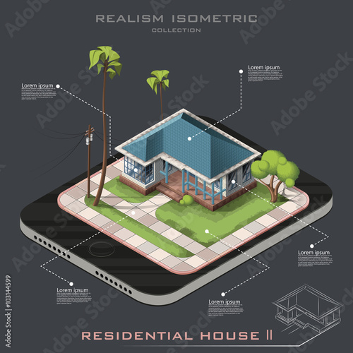  Realistic Vector isometric American House on Earth icon