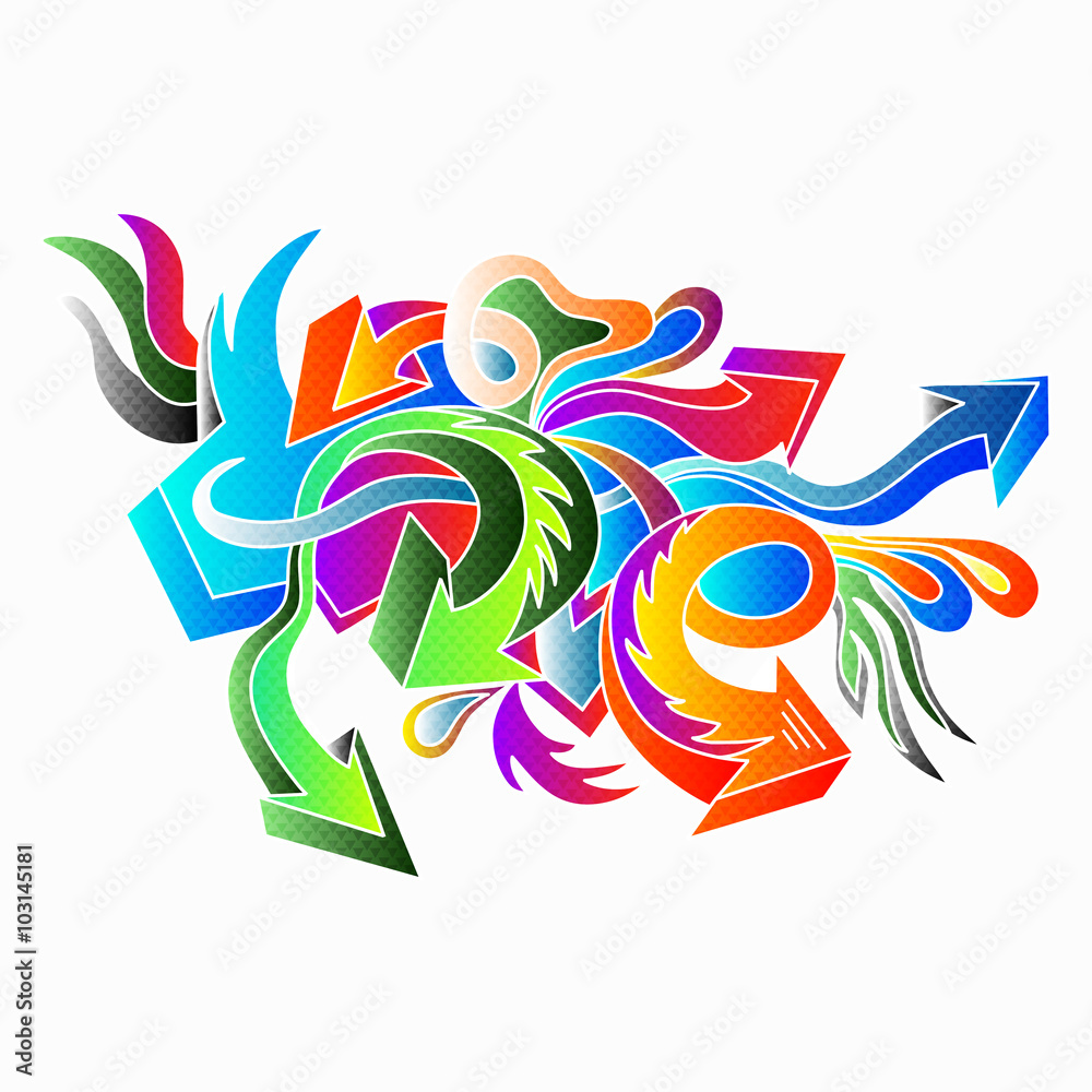 Obraz premium graffiti colored arrows on a white background vector illustration