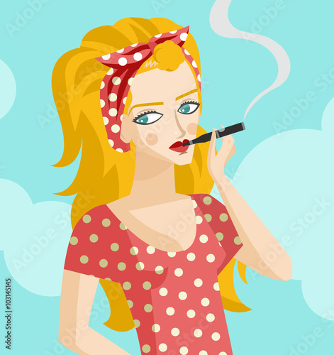 vaporizer smoking blonde girl