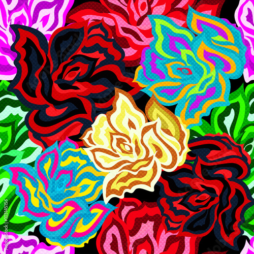 bright beautiful colored roses seamless background