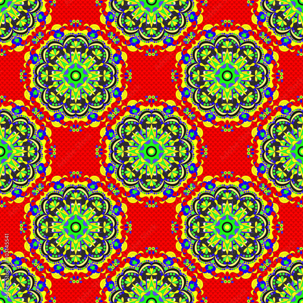 mandala vintage tribal seamless pattern vector illustration