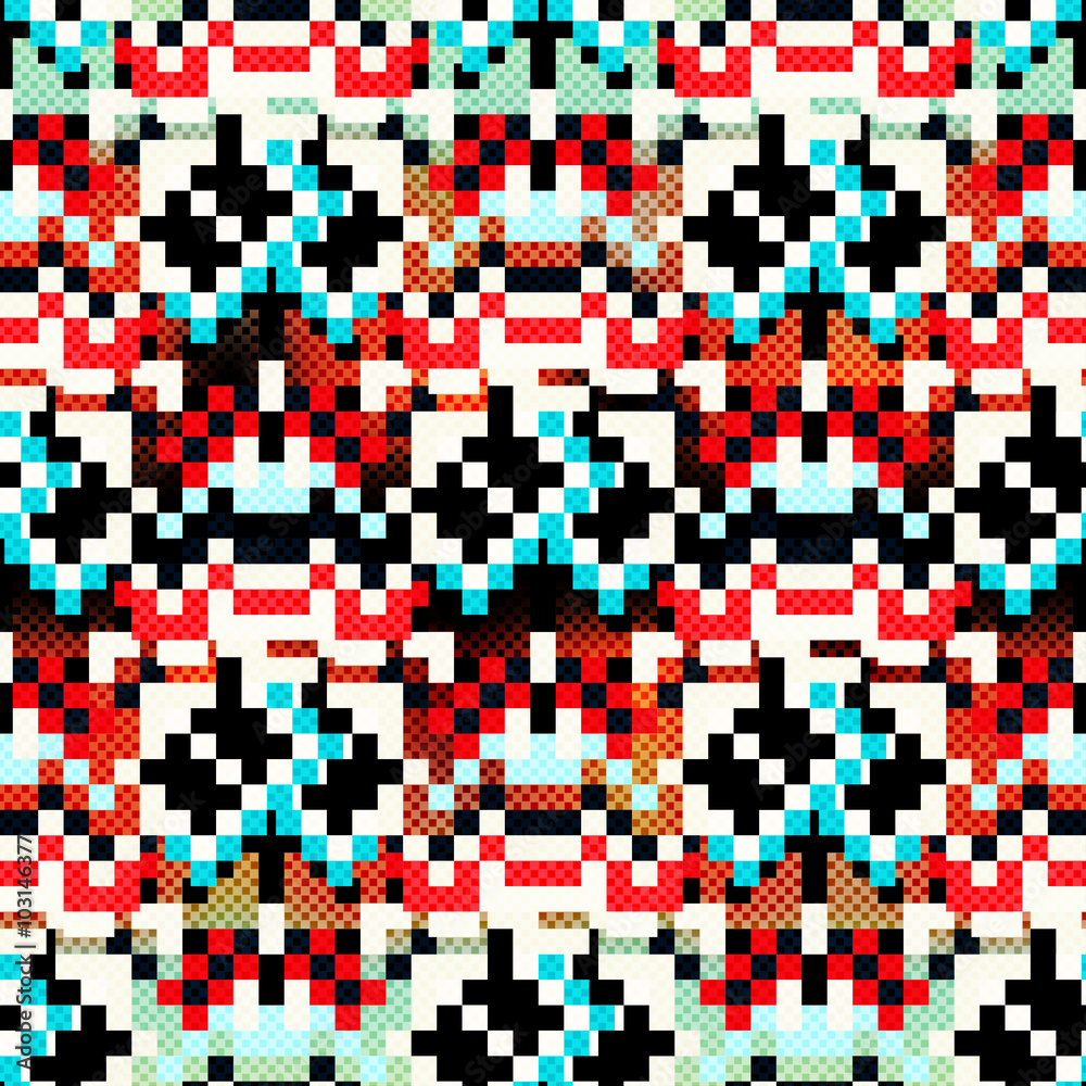 Fototapeta premium Beautiful colored small pixels seamless pattern