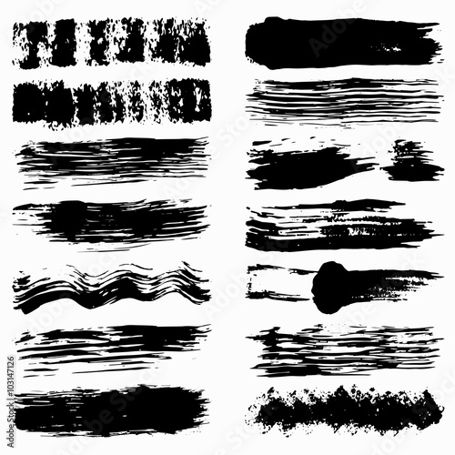 Set of Black ink vector stains