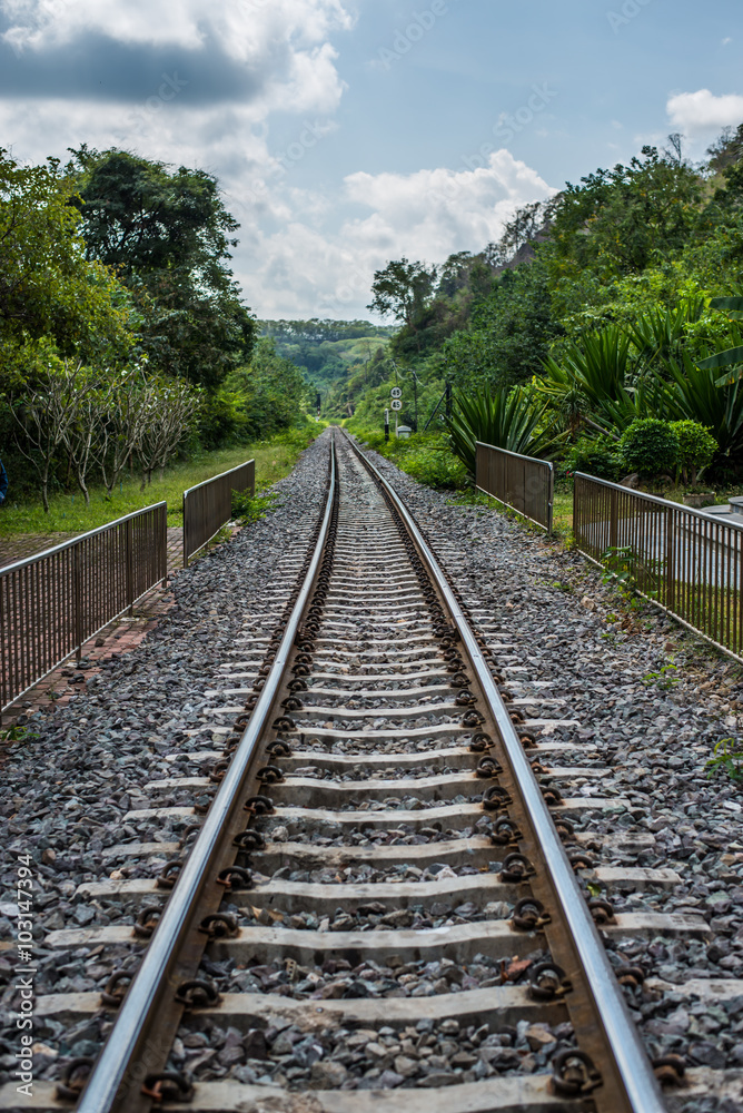 railroad transport at countryside, saraburi-thailand