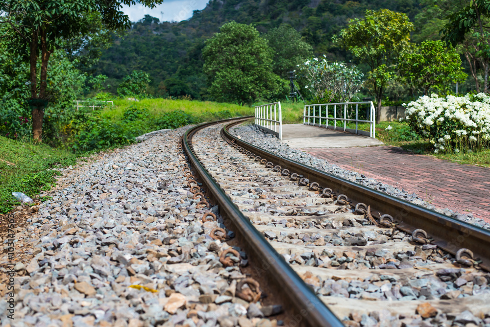 Fototapeta premium railroad transport at countryside, saraburi-thailand