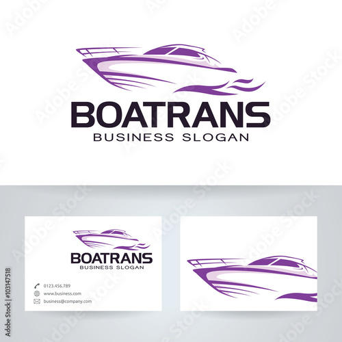 Boat trans vector logo with business card template
