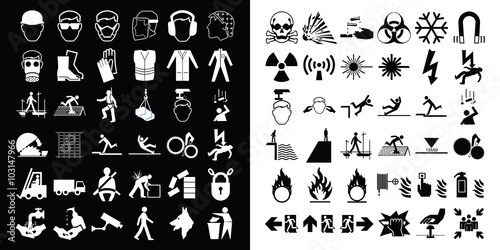 Construction and hazard warning icon collection