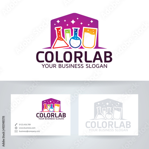 Color lab vector logo with business card template © Fand