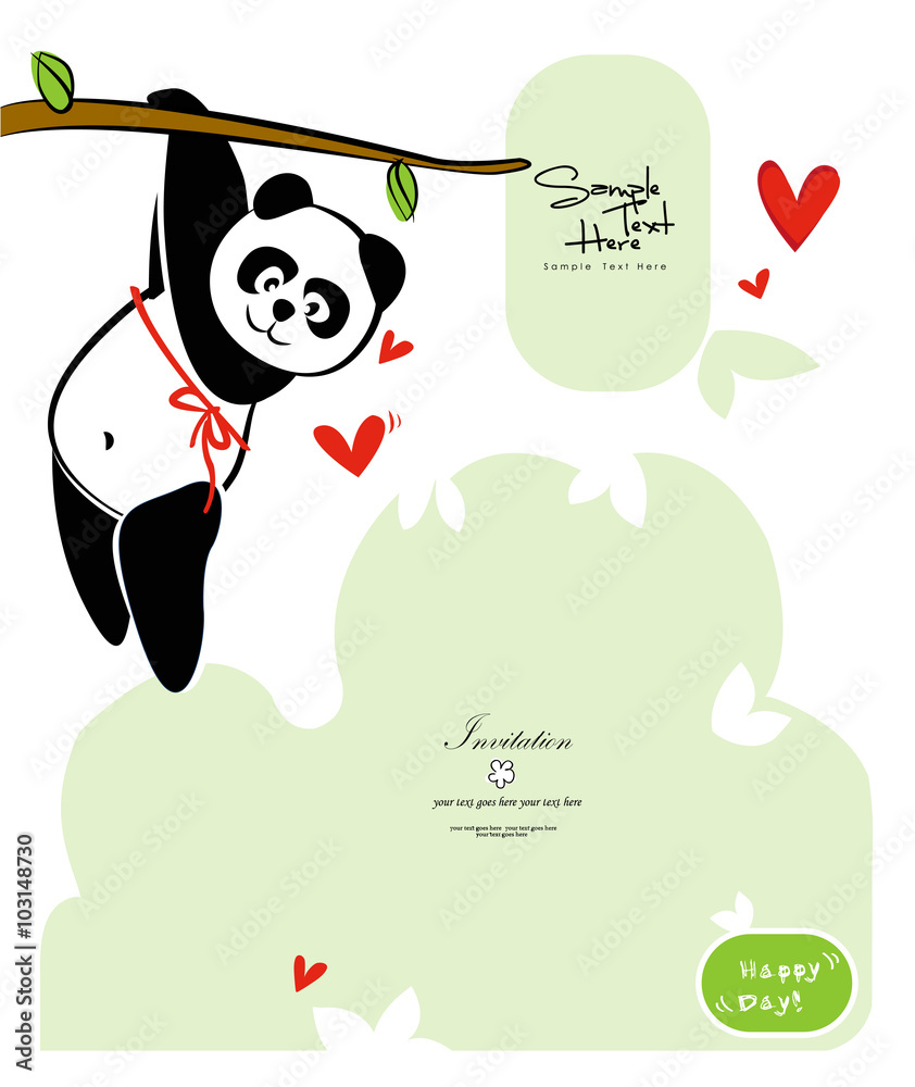 Naklejka premium Cute Baby Panda climbing the tree vector design 