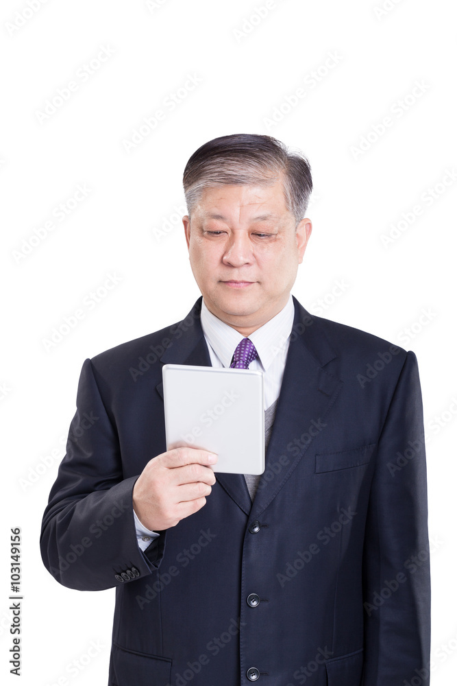 pose and gesture of old Asian businessman in black suit pose and gesture of old Asian businessman in black suit
