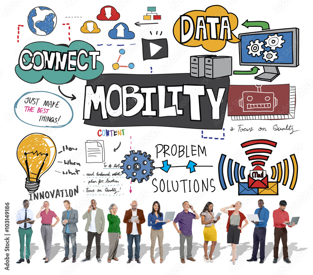 Mobility Trends Social Media Networking Connection Concept StockFoto