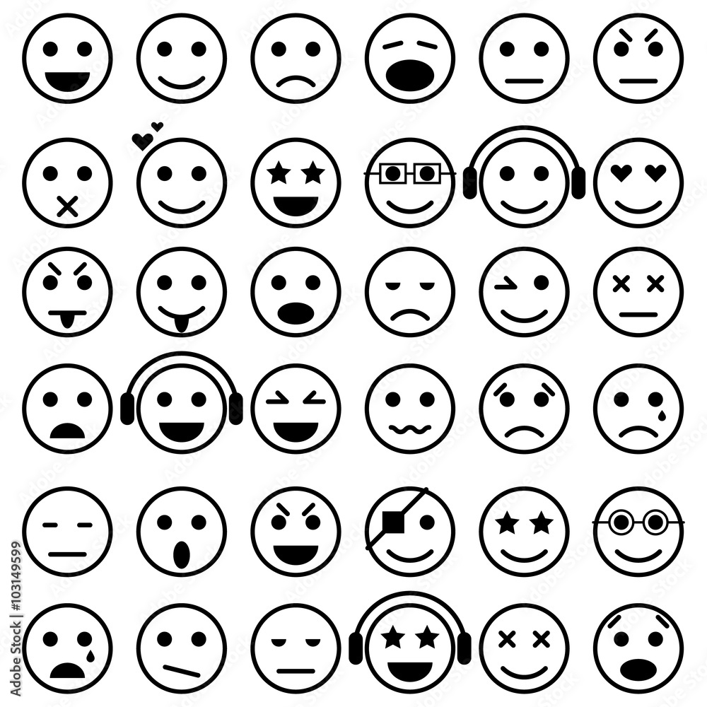 Fototapeta premium Set of Emoticons. Isolated illustration. Vector EPS10