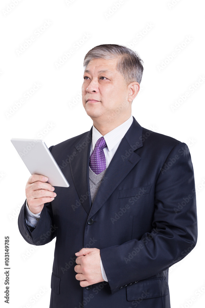 pose and gesture of old Asian businessman in black suit pose and gesture of old Asian businessman in black suit