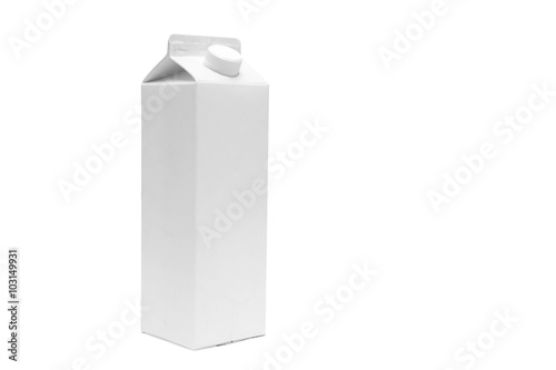 White blank milk box on white background