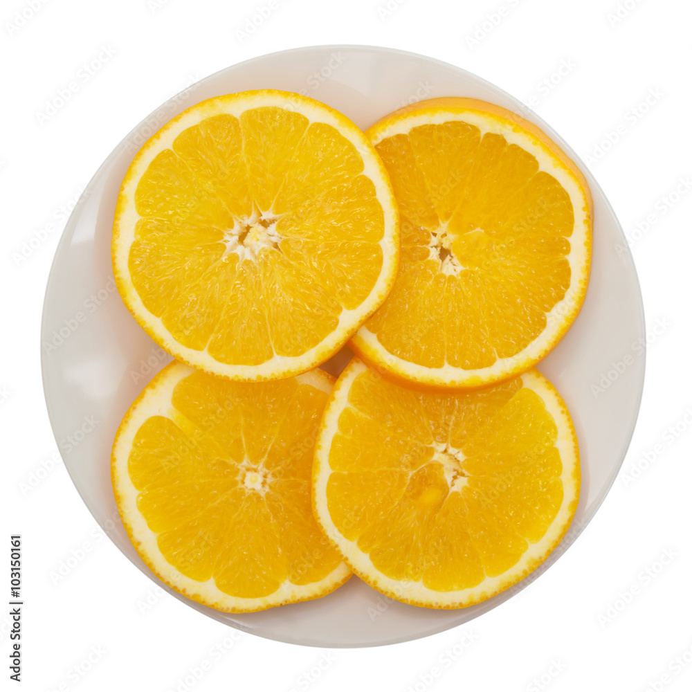 Fototapeta premium Slices of orange on a plate