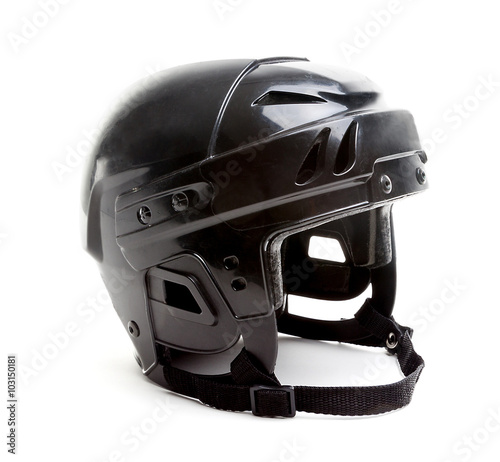Black Ice Hockey Helmet Isolated on White