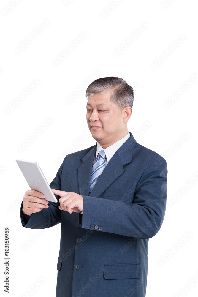 pose and gesture of old Asian businessman