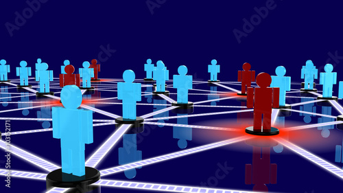 Social network with blue guys and red guys posing as threats clo