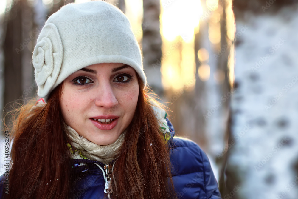 winter portrait female in forest winter portrait female in forest