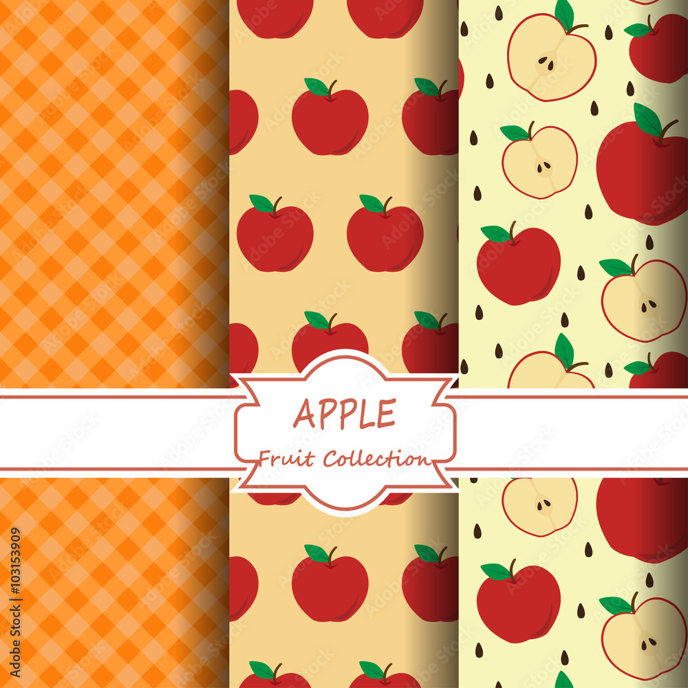 apple patterns set.Vector illustration.