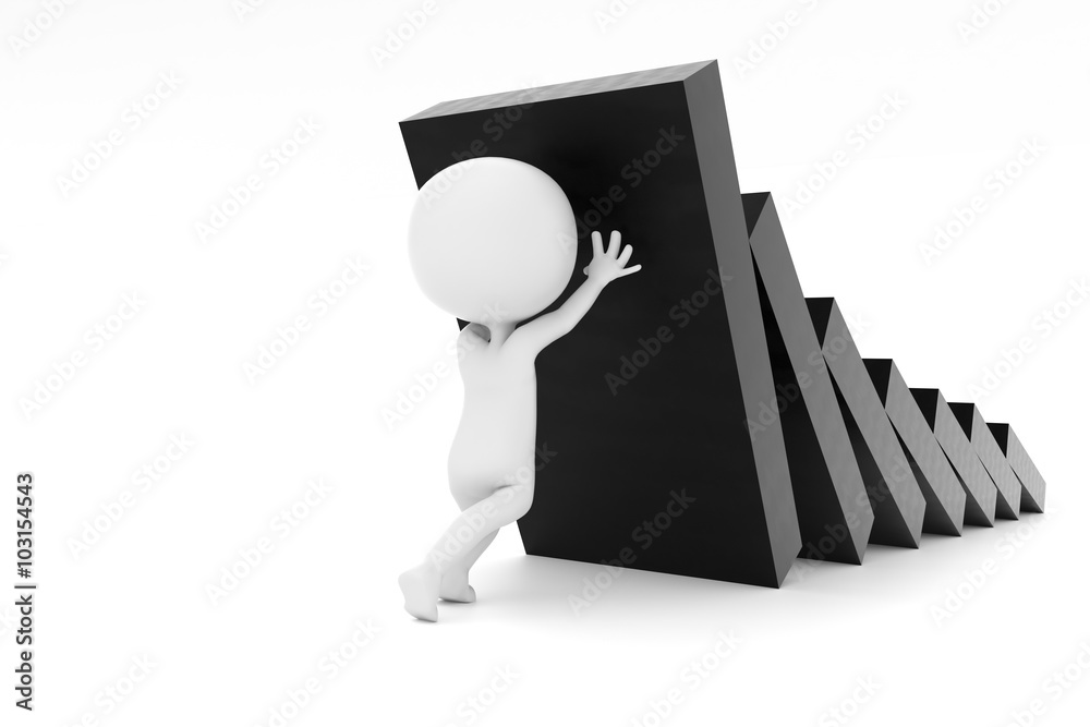 倒れてくるブロックを止める人物のCG Stock イラスト | Adobe Stock