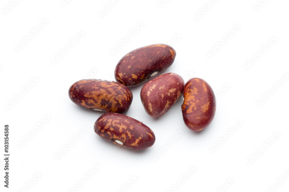 Red beans isolated on the white.