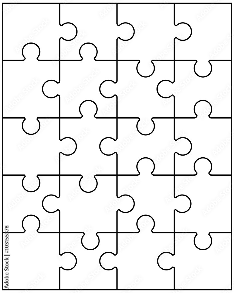 Vector illustration of white puzzle, separate parts Vector illustration of white puzzle, separate parts