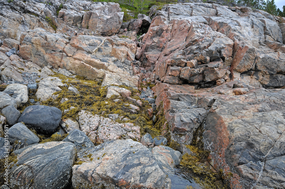 Beautiful granite stones in the foreground Beautiful granite stones in the foreground